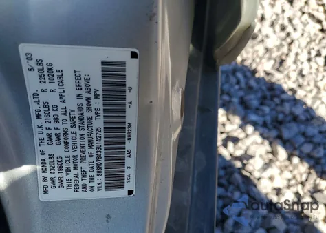 2003 Honda Cr-V Lx из США, поврежденный, VIN SHSRD78433U142725